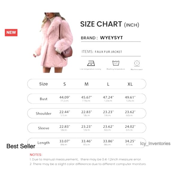 Faux Fur Coat Fluffy Lapel Shaggy Long Sleeve Winter Outerwear Elegant Chic - Picture 7 of 7